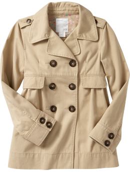 Girls Double-Breasted Trench Coats
