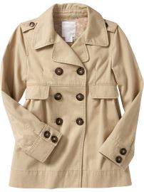 Girls Double-Breasted Trench Coats