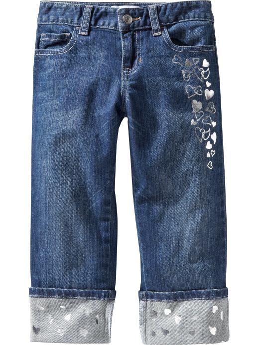 Old Navy Girls Foil-Heart Denim Capris