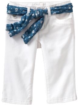 Girls Sash-Tie Denim Capris