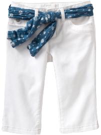 Girls Sash-Tie Denim Pedal Pushers