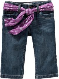 Girls Sash-Tie Denim Pedal Pushers