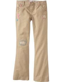 Girls Boot-Cut Embroidered Pants