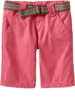 Girls Belted Twill Bermudas