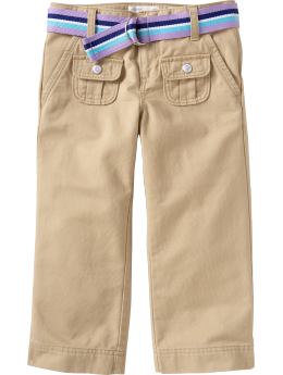 Girls Belted Twill Capris