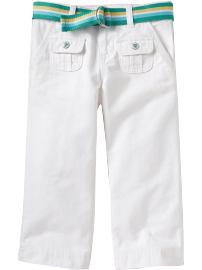 Girls Belted Twill Capris