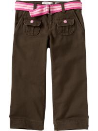 Girls Belted Twill Capris