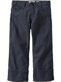 Girls Embroidered Cuffed Capris