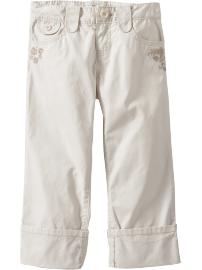 Girls Embroidered Cuffed Capris
