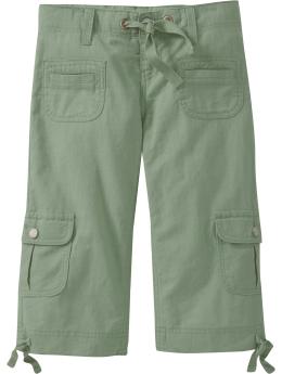 Girls Linen-Blend Cargo Capris