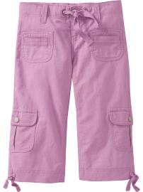 Girls Linen-Blend Cargo Capris