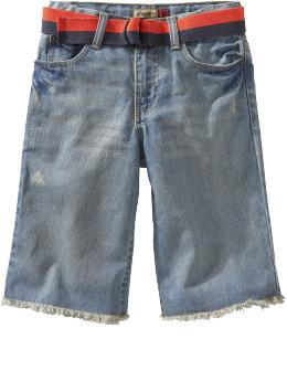 Boys Belted Regular-Fit Denim Shorts
