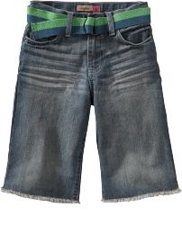 Boys Belted Regular-Fit Denim Shorts