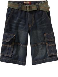 Boys Belted Denim Cargo Shorts