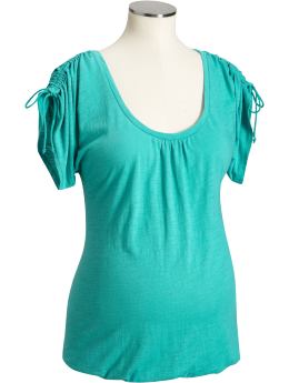 Maternity Shirred Tie-Shoulder Tops