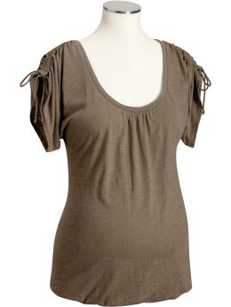 Maternity Shirred Tie-Shoulder Tops