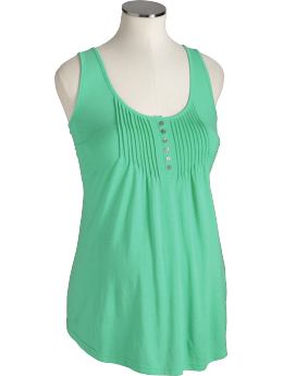 Maternity Button-Front Pintuck Tanks