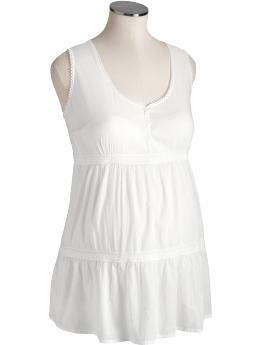 Maternity Crochet-Trim Tiered Tops