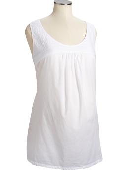 Maternity Embroidered-Yoke Voile Tops