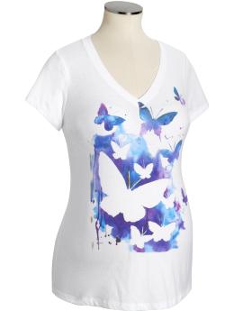 Maternity Watercolor-Graphic V-Neck Tees