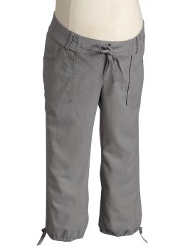Maternity Low Rise Linen-Blend Capris