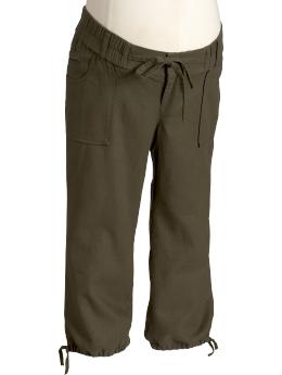 Maternity Low Rise Linen-Blend Capris