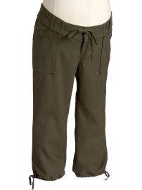Maternity Low Rise Linen-Blend Capris