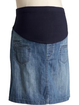 Maternity Full-Panel Welt-Pocket Denim Skirts