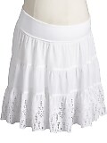 Maternity Roll-Panel Tiered Eyelet Skirts