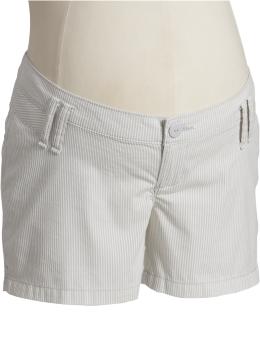 Maternity Real-Waist Seersucker-Stripe Shorts (4