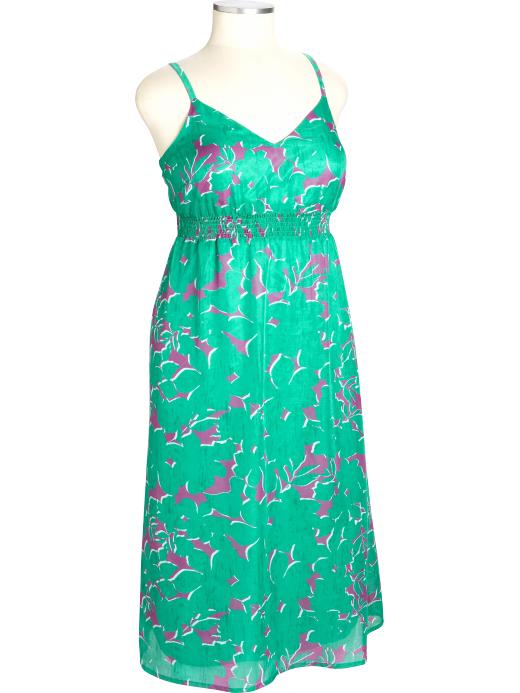 Old Navy Womens Plus Smocked Chiffon Printed Dresses