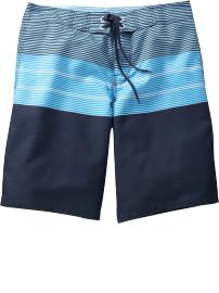 Men's Color-Blocked Stripe Board Shorts