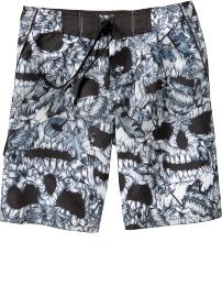 Men's Floral-Skull Print Board Shorts