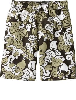 Men's Geometric-Floral Swim Trunks