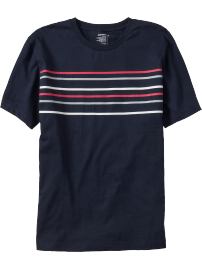 Mens Multi-Color Chest-Stripe Tees
