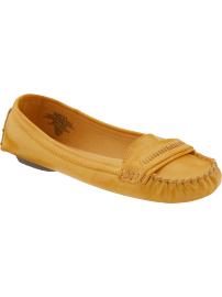 Women's Burnished Faux-Leather Moccasins