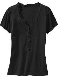 Women's Ruffle-Trim Jersey Henleys