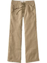 Women's Mid-Rise Linen-Blend Drawstring Pants