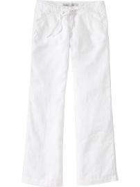 Women's Mid-Rise Linen-Blend Drawstring Pants