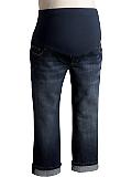 Maternity Full-Panel Cuffed Denim Capris