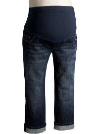 Maternity Full-Panel Cuffed Denim Capris