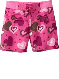 Girls Heart-Print Zipper Pocket Board Shorts