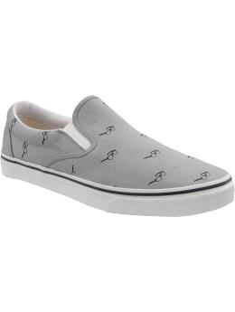 Men's Patterned Canvas Slip-Ons