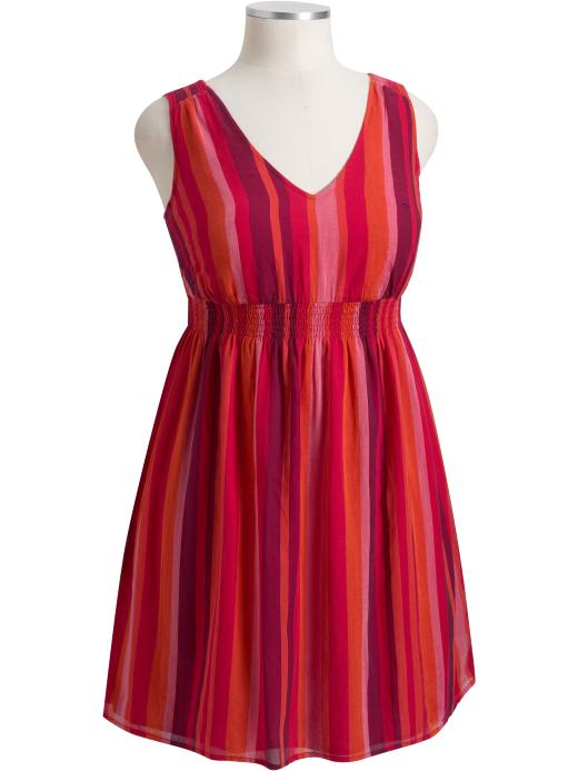 Womens Plus Striped Smocked Dresses