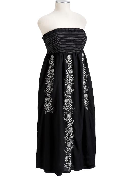Old Navy Womens Plus Embroidered Removable-Strap Maxi Dresses