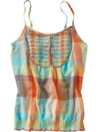 Women's Gauzy Plaid Tops