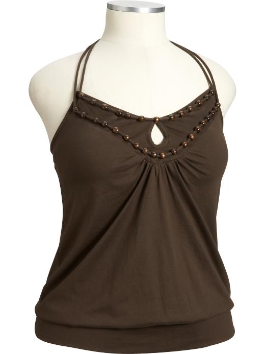 Old Navy Womens Plus Wooden-Bead Halter Tops