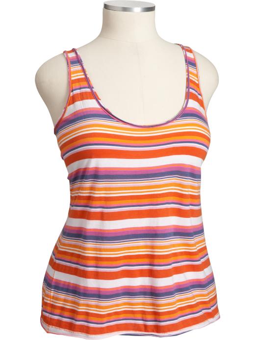 Womens Plus Raw-Edged Jersey Tanks