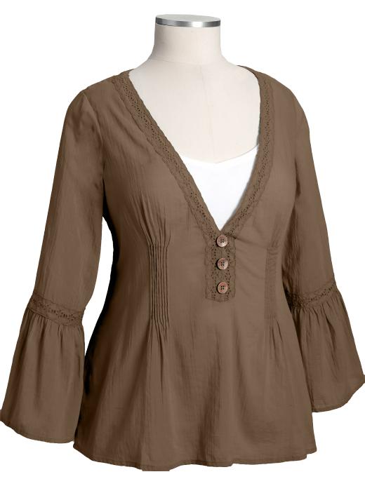 Old Navy Womens Plus Crochet-Trim Gauzy Tops
