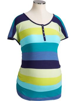 Maternity Ruched Raw-Edged Henleys